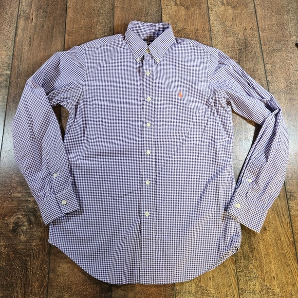 Ralph Lauren Shirt Mens S Purple Gingham Check Plaid Long Sleeve Button Down - Picture 2 of 8